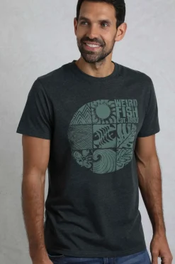 Weird Fish T-Shirts|Summer Sector Front Print Eco Graphic T-Shirt Washed Black