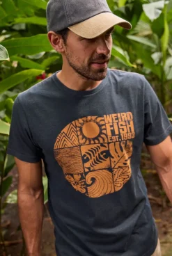 Weird Fish T-Shirts|Summer Sector Front Print Eco Graphic T-Shirt Navy
