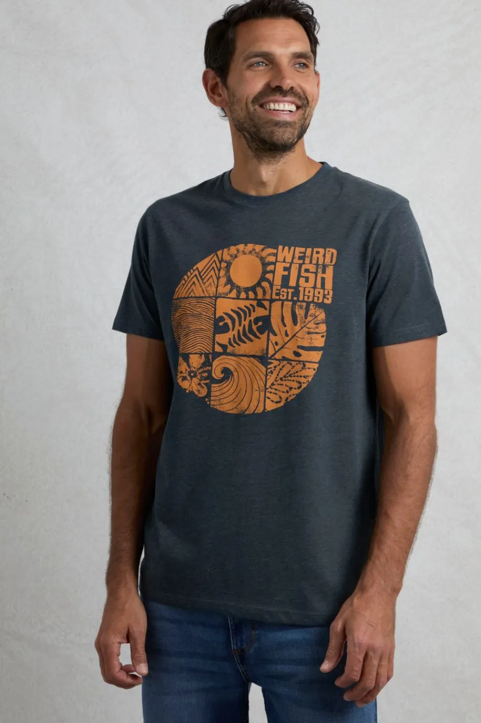 Weird Fish T-Shirts|Summer Sector Front Print Eco Graphic T-Shirt Navy