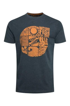Weird Fish T-Shirts|Summer Sector Front Print Eco Graphic T-Shirt Navy