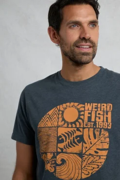 Weird Fish T-Shirts|Summer Sector Front Print Eco Graphic T-Shirt Navy