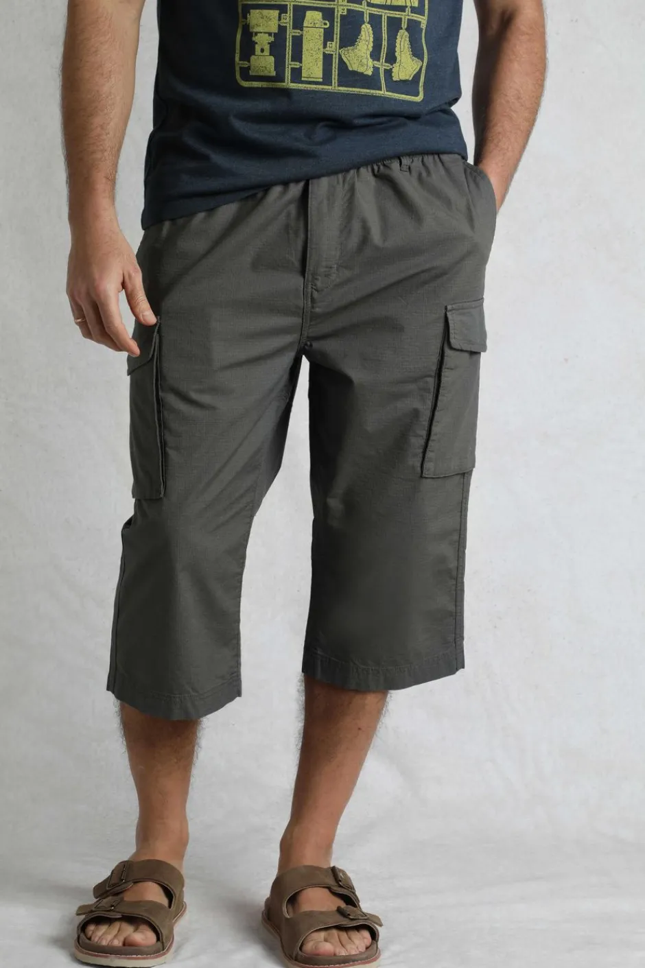 Weird Fish Trousers & Jeans|Summersville 3/4 Length Ripstop Cargo Trousers Dark Grey