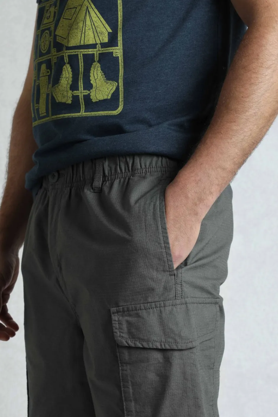 Weird Fish Trousers & Jeans|Summersville 3/4 Length Ripstop Cargo Trousers Dark Grey