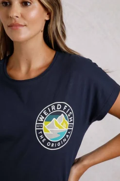 Weird Fish Tunics|Tops & T-Shirts|Summit Back Print T-Shirt Navy