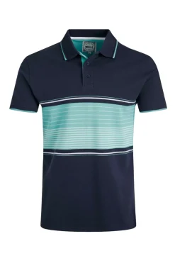 Weird Fish Polo & Rugby Shirts|Sunbury Organic Cotton Striped Pique Polo Shirt Aqua Marine