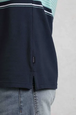 Weird Fish Polo & Rugby Shirts|Sunbury Organic Cotton Striped Pique Polo Shirt Aqua Marine