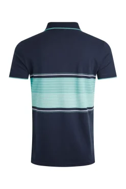 Weird Fish Polo & Rugby Shirts|Sunbury Organic Cotton Striped Pique Polo Shirt Aqua Marine