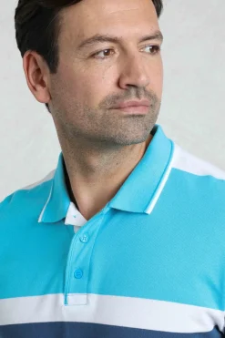 Weird Fish Polo & Rugby Shirts|Sunbury Organic Cotton Striped Pique Polo Shirt Oceano