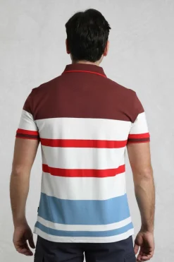 Weird Fish Polo & Rugby Shirts|Sunbury Organic Cotton Striped Pique Polo Shirt Pinot Red