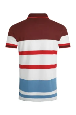 Weird Fish Polo & Rugby Shirts|Sunbury Organic Cotton Striped Pique Polo Shirt Pinot Red