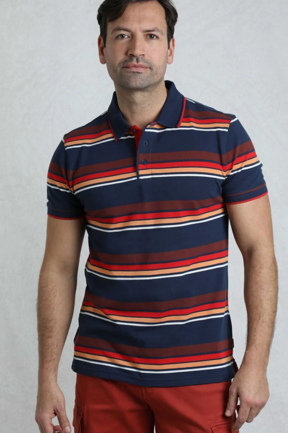 Weird Fish Polo & Rugby Shirts|Sunbury Organic Cotton Striped Pique Polo Shirt Dark Blue