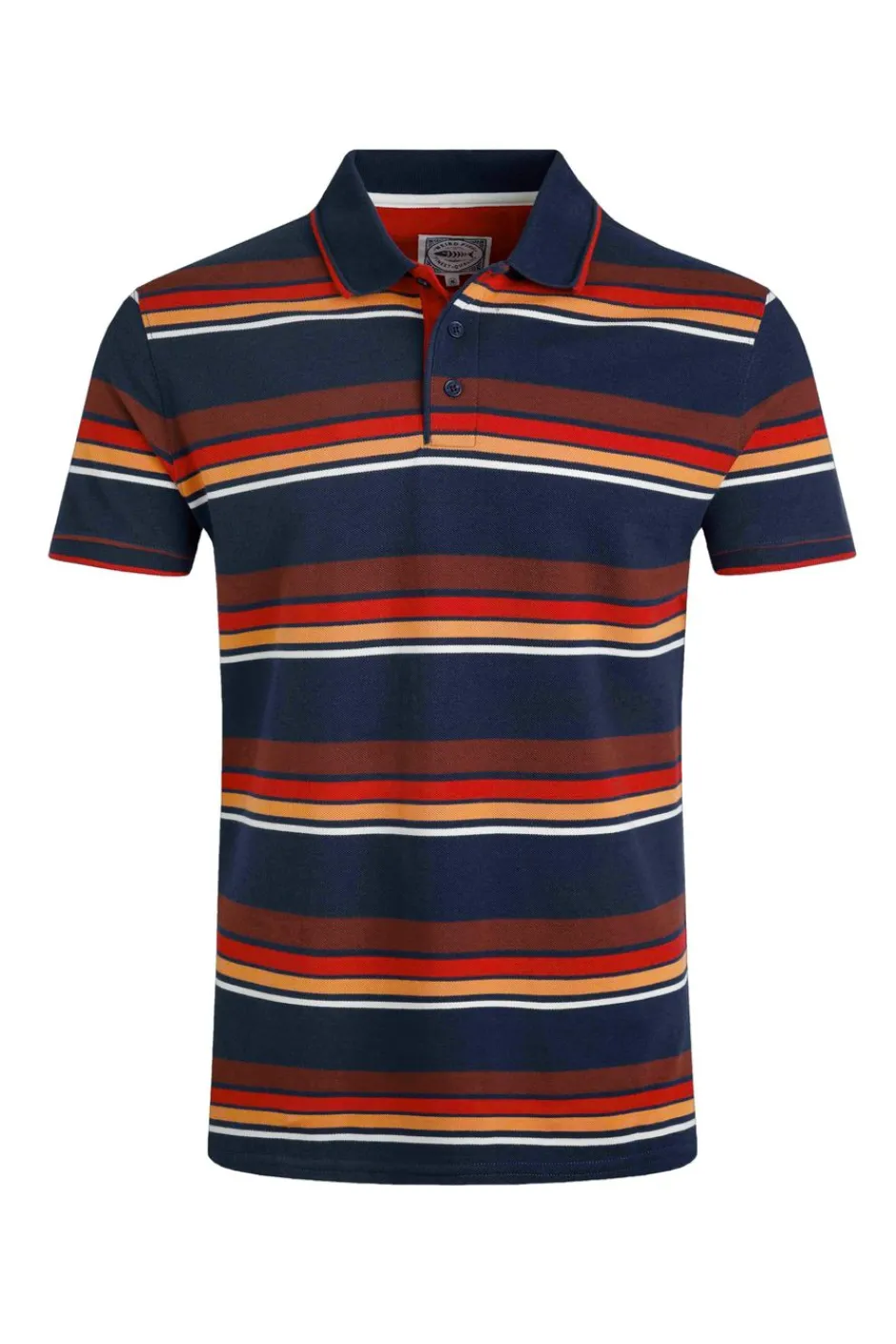 Weird Fish Polo & Rugby Shirts|Sunbury Organic Cotton Striped Pique Polo Shirt Dark Blue