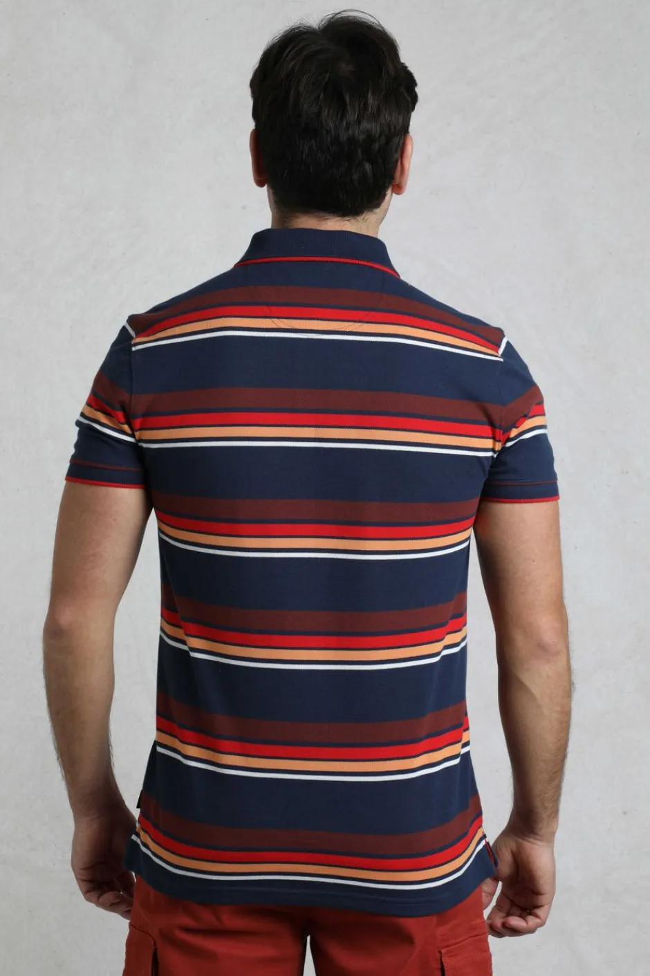 Weird Fish Polo & Rugby Shirts|Sunbury Organic Cotton Striped Pique Polo Shirt Dark Blue