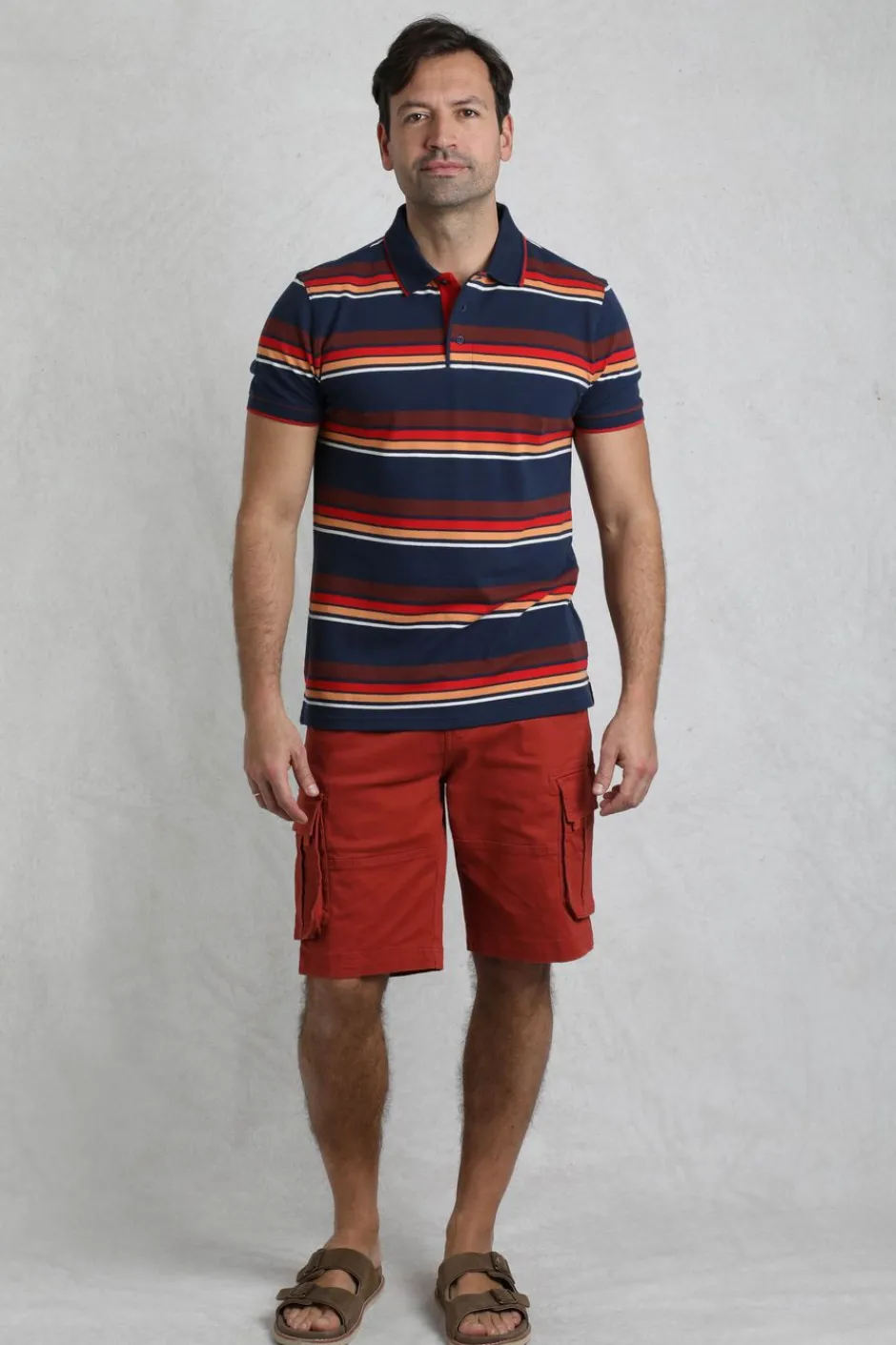 Weird Fish Polo & Rugby Shirts|Sunbury Organic Cotton Striped Pique Polo Shirt Dark Blue