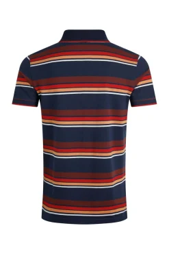 Weird Fish Polo & Rugby Shirts|Sunbury Organic Cotton Striped Pique Polo Shirt Dark Blue