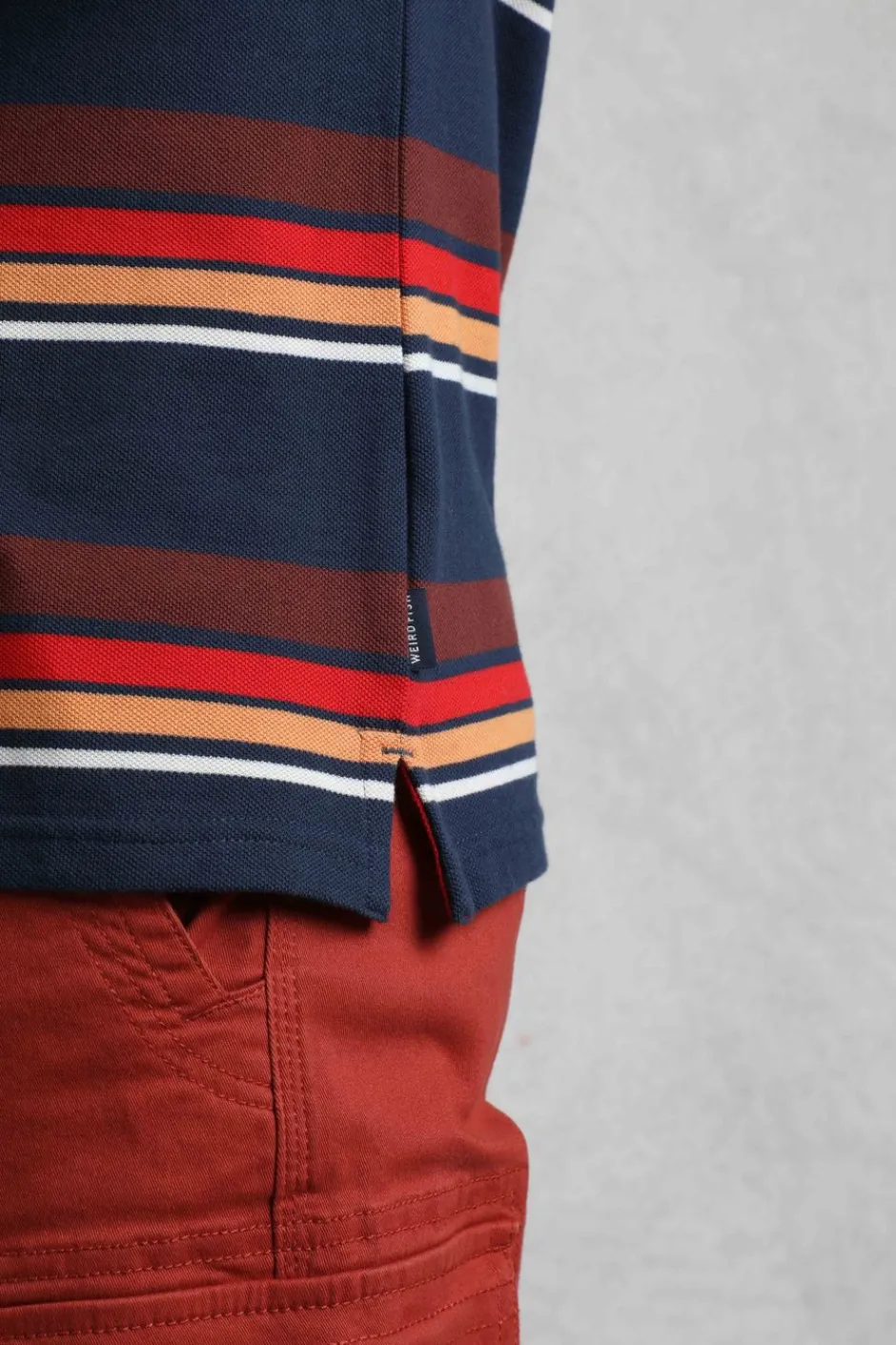 Weird Fish Polo & Rugby Shirts|Sunbury Organic Cotton Striped Pique Polo Shirt Dark Blue