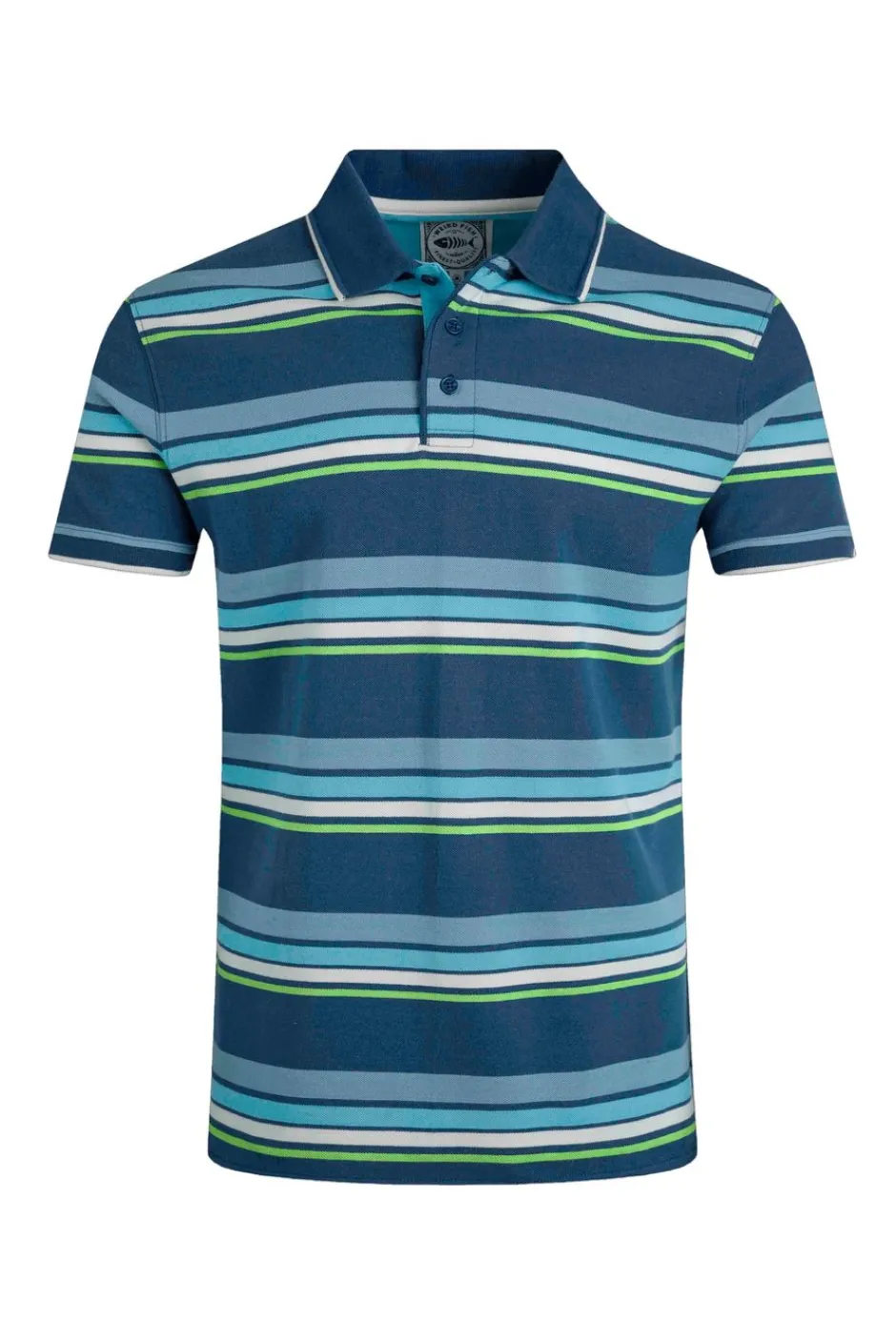 Weird Fish Polo & Rugby Shirts|Sunbury Organic Cotton Striped Pique Polo Shirt Ensign Blue