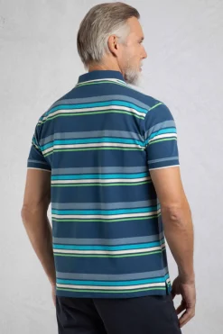 Weird Fish Polo & Rugby Shirts|Sunbury Organic Cotton Striped Pique Polo Shirt Ensign Blue