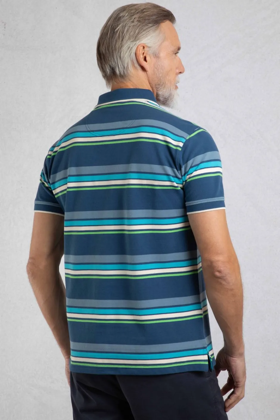 Weird Fish Polo & Rugby Shirts|Sunbury Organic Cotton Striped Pique Polo Shirt Ensign Blue