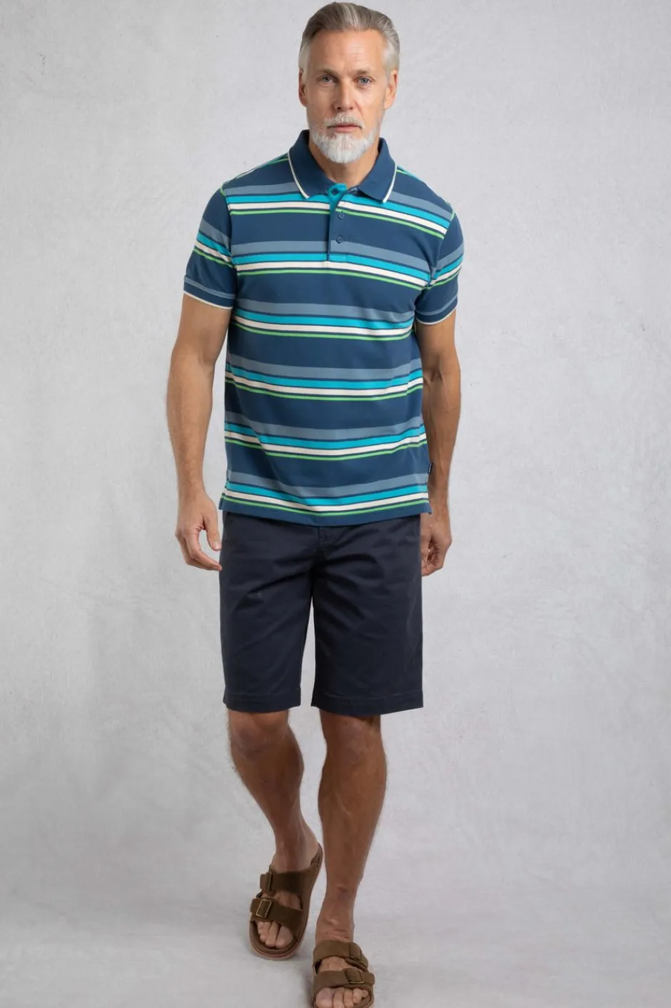 Weird Fish Polo & Rugby Shirts|Sunbury Organic Cotton Striped Pique Polo Shirt Ensign Blue