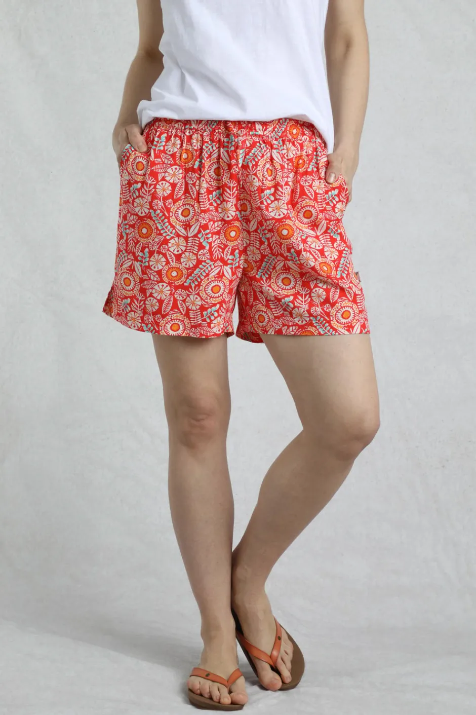Weird Fish Shorts|Sundance Eco Viscose Printed Shorts Tango Red