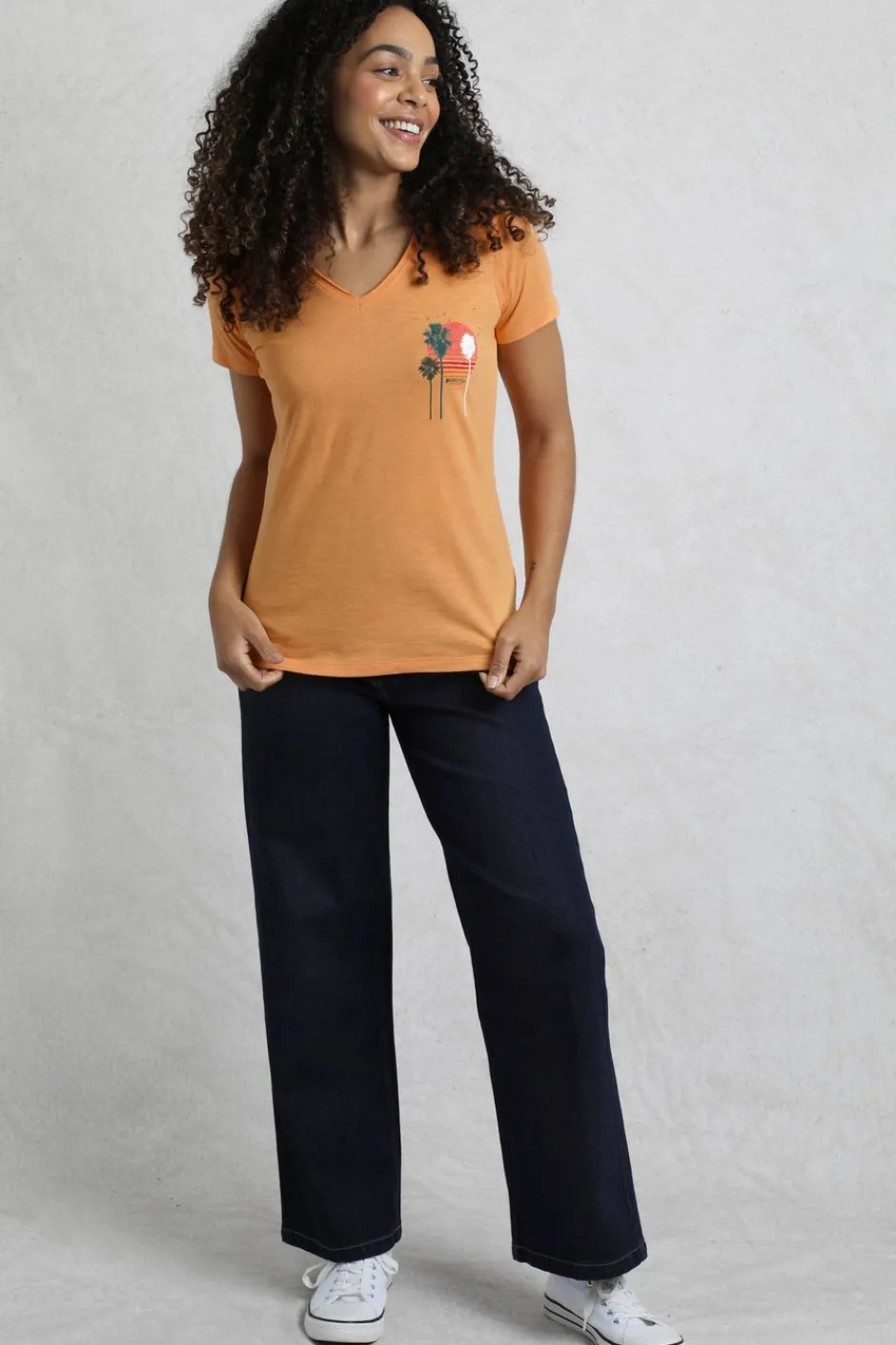 Weird Fish Tunics|Tops & T-Shirts|Sunset Palm Organic Cotton Graphic T-Shirt Mango