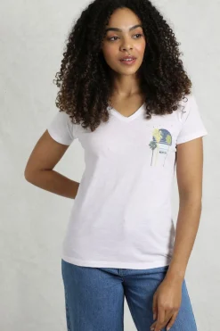 Weird Fish Tunics|Tops & T-Shirts|Sunset Palm Organic Cotton Graphic T-Shirt White