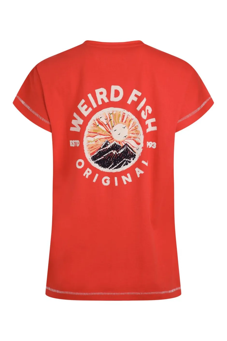 Weird Fish Tunics|Tops & T-Shirts|Sunset Summit Back Print Organic Cotton Graphic T-Shirt Tango Red