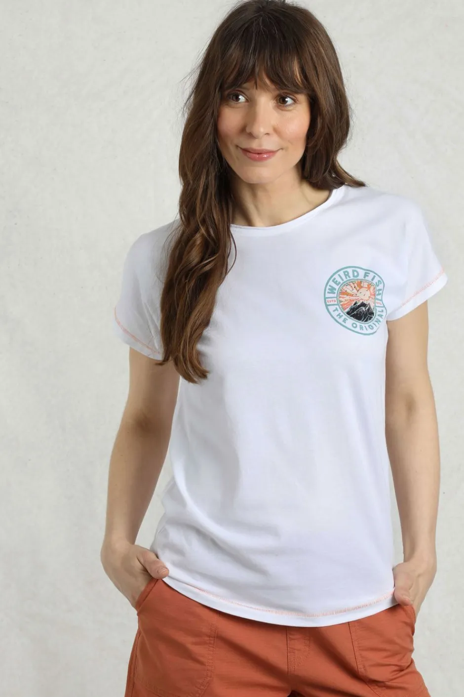 Weird Fish Tunics|Tops & T-Shirts|Sunset Summit Back Print Organic Cotton Graphic T-Shirt White