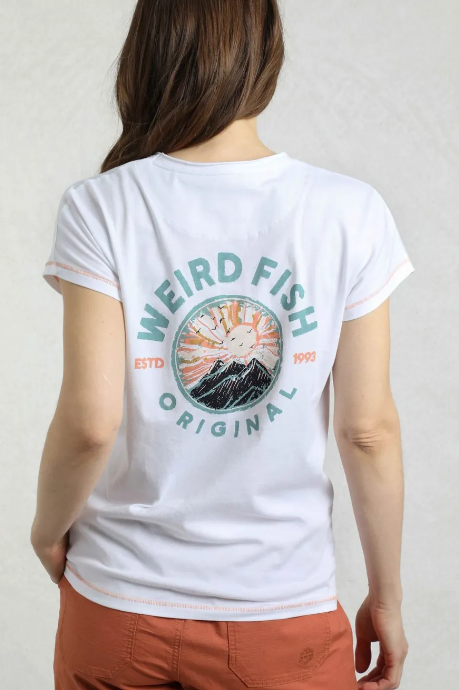 Weird Fish Tunics|Tops & T-Shirts|Sunset Summit Back Print Organic Cotton Graphic T-Shirt White