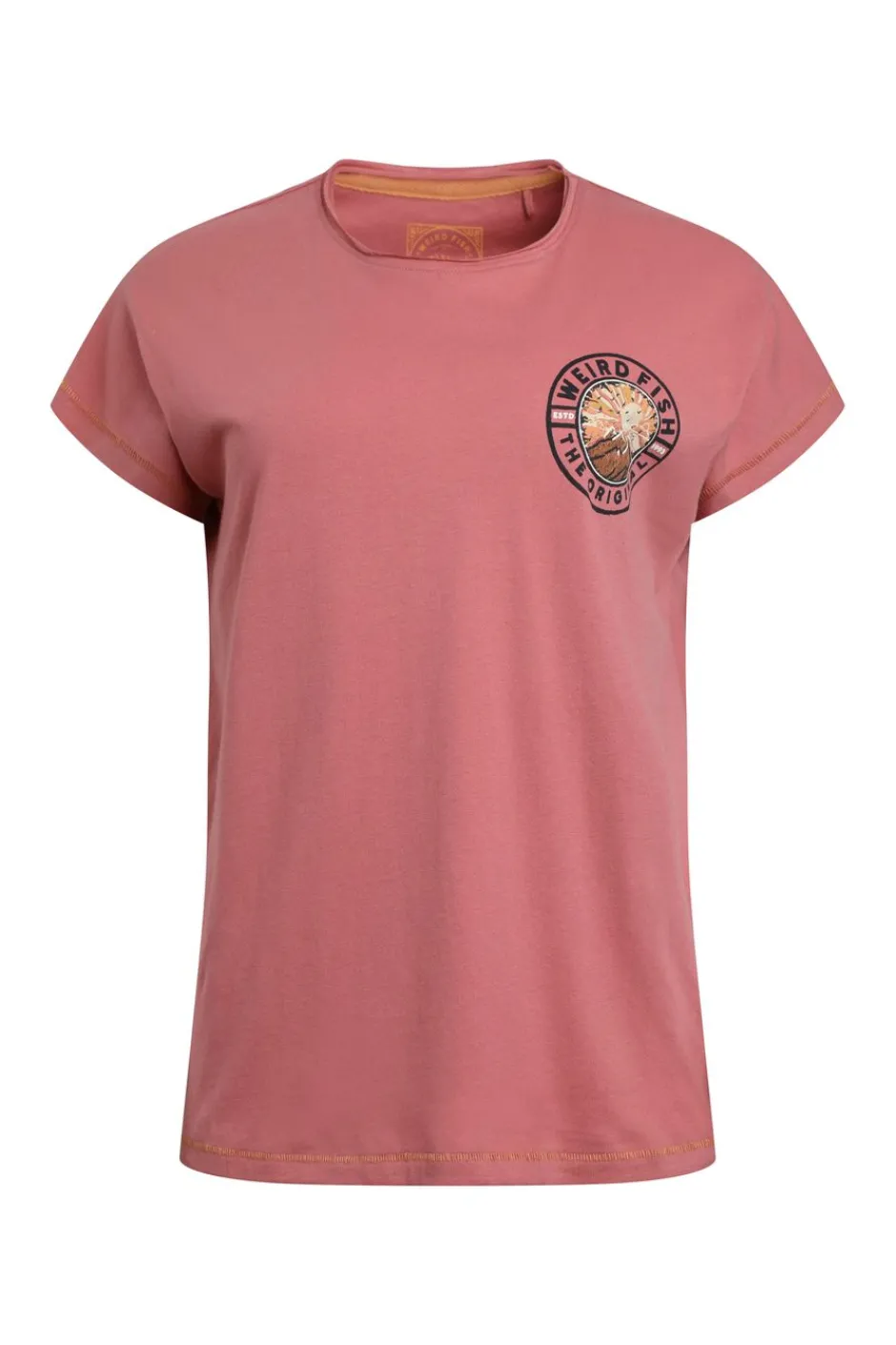 Weird Fish Tunics|Tops & T-Shirts|Sunset Summit Back Print Organic Cotton Graphic T-Shirt Rosewood