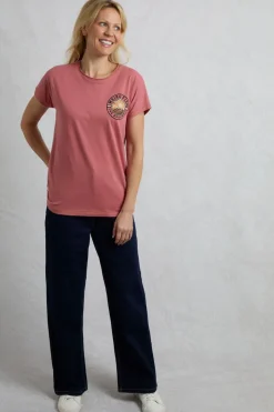 Weird Fish Tunics|Tops & T-Shirts|Sunset Summit Back Print Organic Cotton Graphic T-Shirt Rosewood