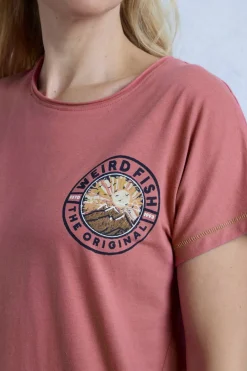 Weird Fish Tunics|Tops & T-Shirts|Sunset Summit Back Print Organic Cotton Graphic T-Shirt Rosewood