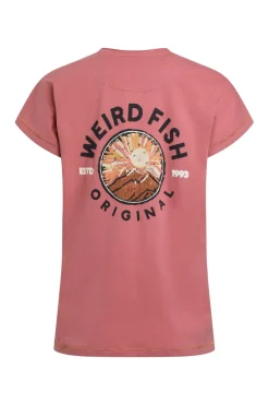 Weird Fish Tunics|Tops & T-Shirts|Sunset Summit Back Print Organic Cotton Graphic T-Shirt Rosewood