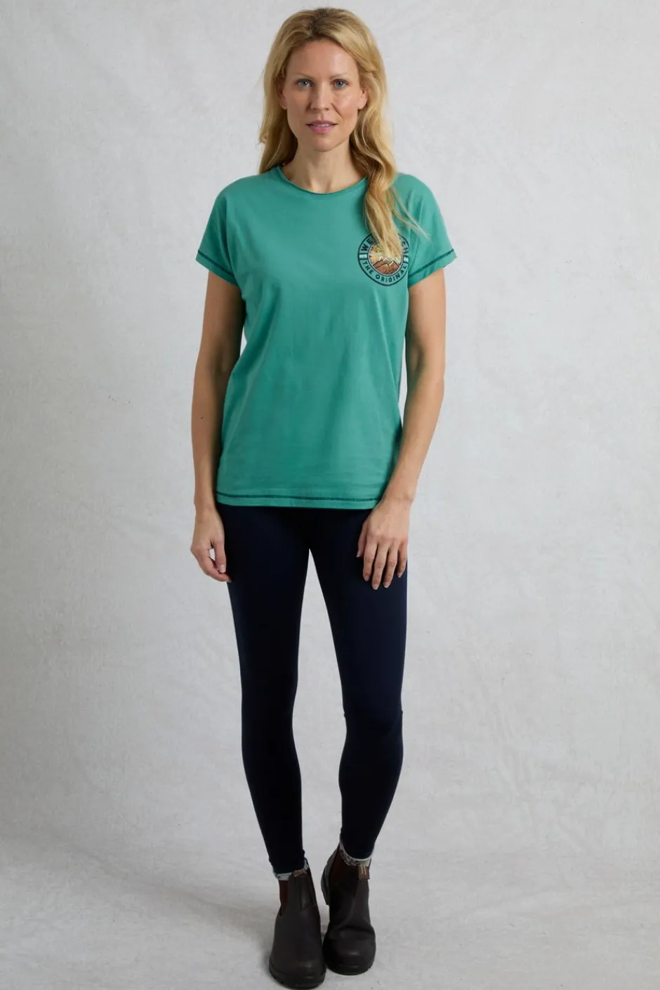 Weird Fish Tunics|Tops & T-Shirts|Sunset Summit Back Print Organic Cotton Graphic T-Shirt Dark Jade