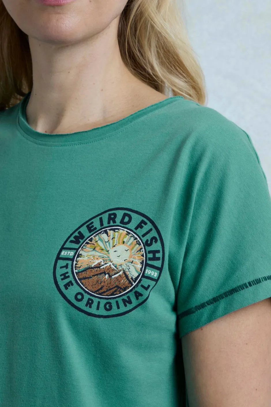 Weird Fish Tunics|Tops & T-Shirts|Sunset Summit Back Print Organic Cotton Graphic T-Shirt Dark Jade