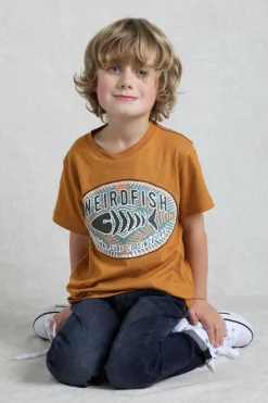 Weird Fish Kids Tops & T-Shirts|Surf Co Kids Eco Graphic T-Shirt Caramel