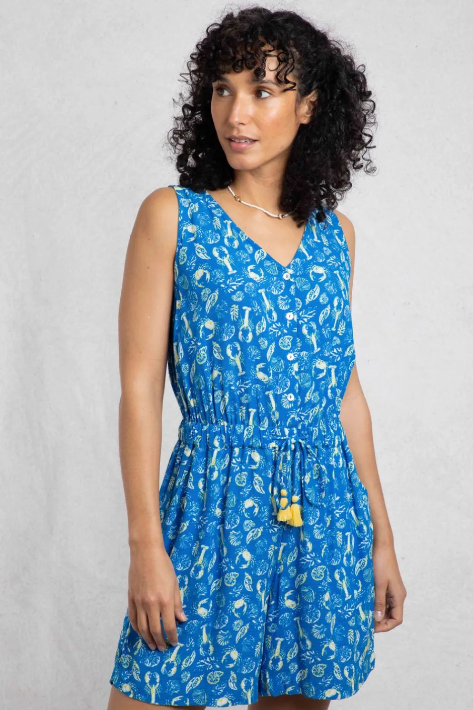 Weird Fish Dresses|Leggings|Taka LivaEco™ Printed Viscose Playsuit Adriatic Blue