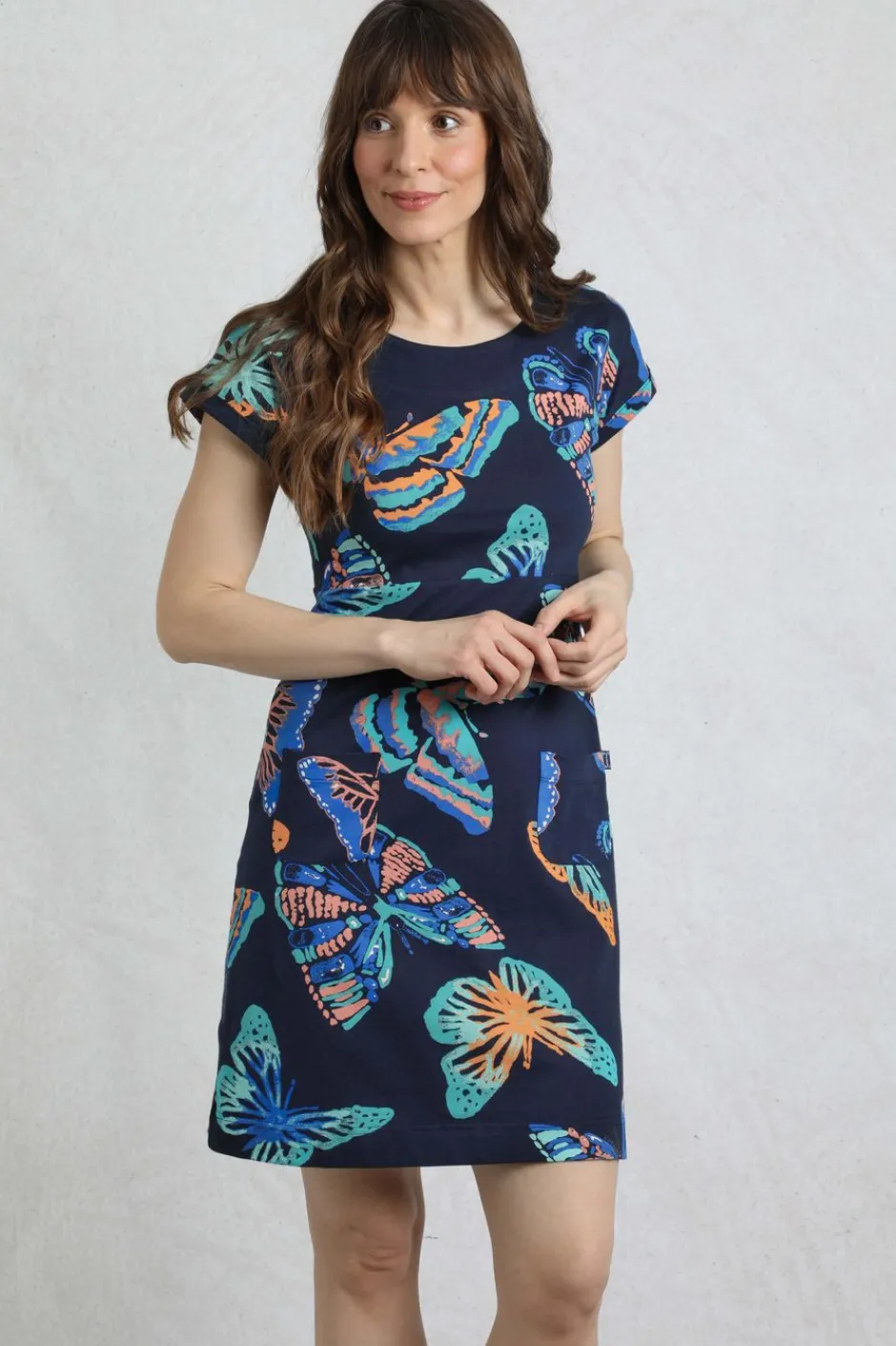 Weird Fish Dresses|Tallahassee Organic Jersey Dress Dark Blue