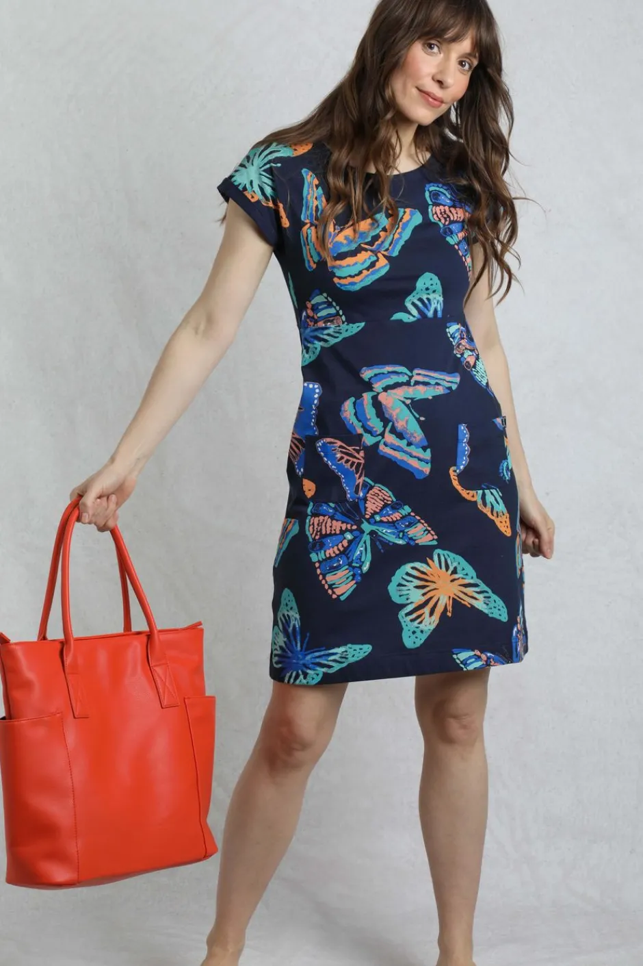 Weird Fish Dresses|Tallahassee Organic Jersey Dress Dark Blue
