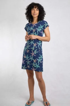Weird Fish Dresses|Tallahassee Organic Jersey Dress Blue