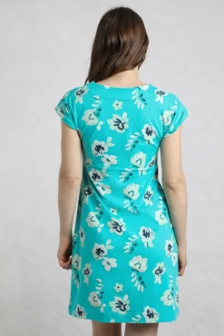 Weird Fish Dresses|Tallahassee Organic Jersey Dress Blue Shine