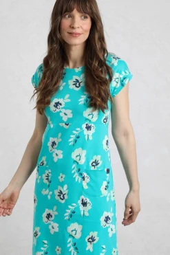 Weird Fish Dresses|Tallahassee Organic Jersey Dress Blue Shine