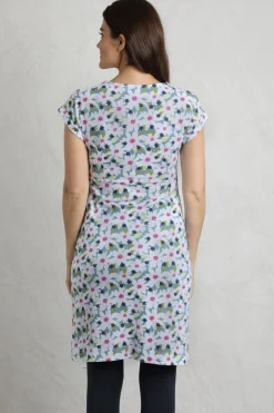 Weird Fish Dresses|Tallahassee Organic Jersey Dress Washed Blue