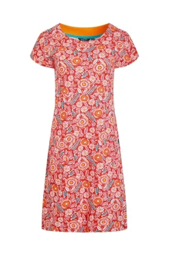 Weird Fish Dresses|Tallahassee Organic Jersey Dress Tango Red