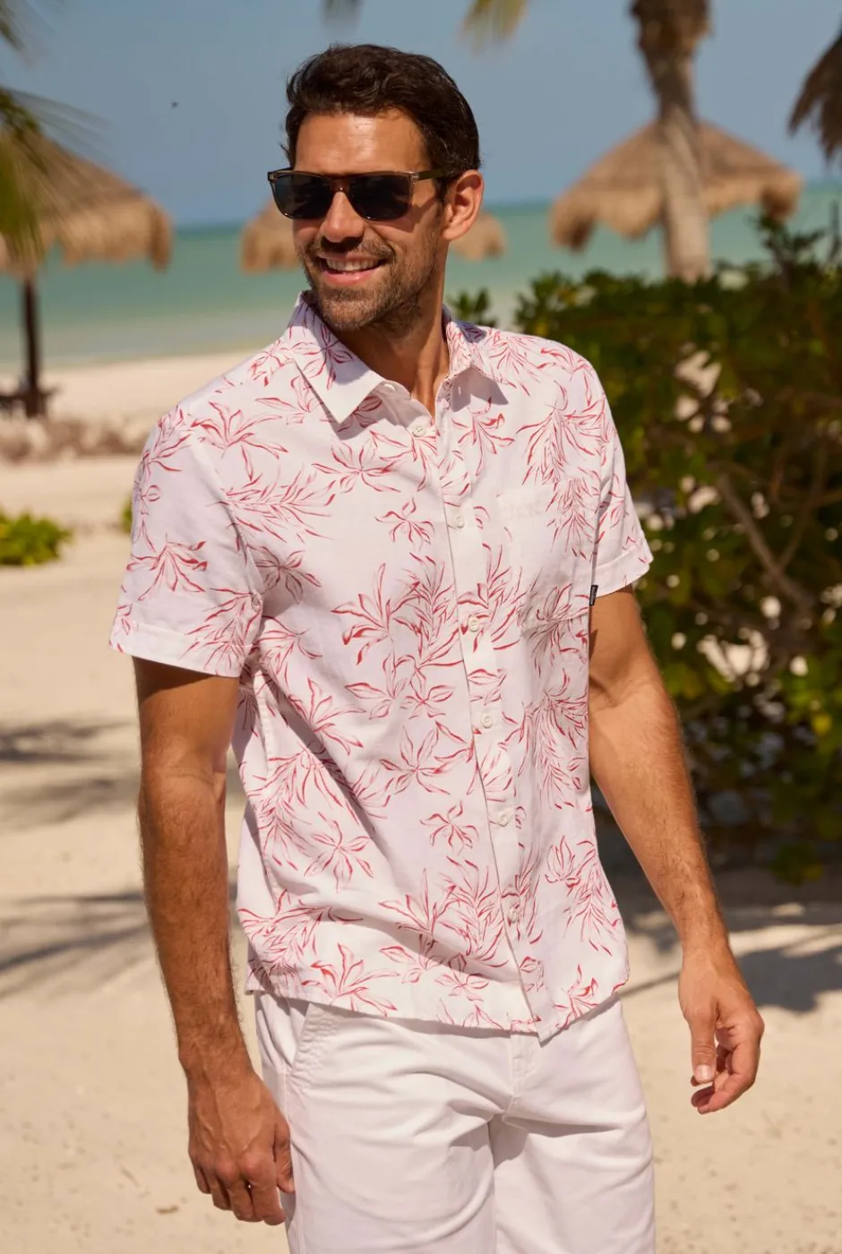 Weird Fish Shirts|Linen|Tarim Linen Rich Hawaiian Shirt Red