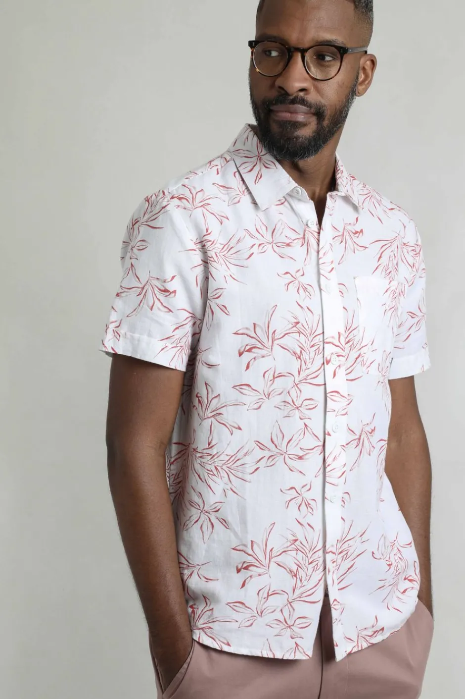 Weird Fish Shirts|Linen|Tarim Linen Rich Hawaiian Shirt Red