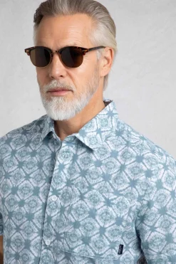 Weird Fish Shirts|Linen|Tarim Linen Rich Hawaiian Shirt Faded Denim
