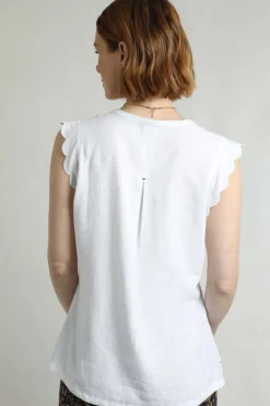 Weird Fish Tunics|Tops & T-Shirts|Tassie Scalloped Edge Linen Rich Vest White
