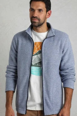 Weird Fish Fleece|Thames Eco Full Zip Snow Marl Fleece Mid Blue